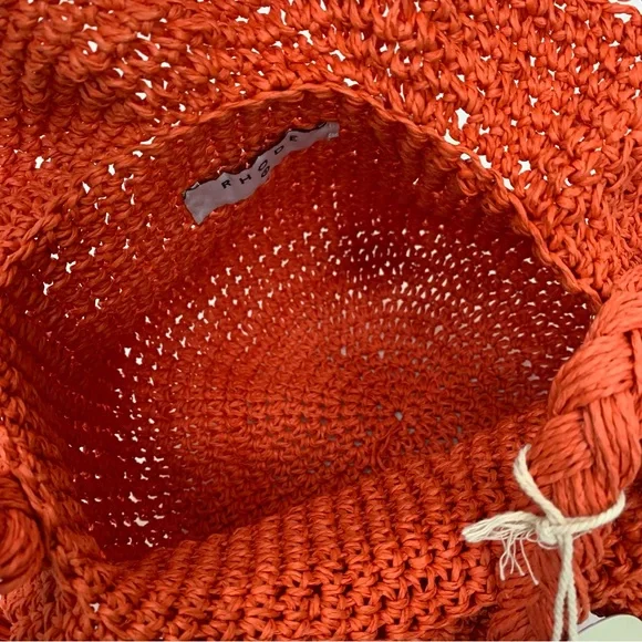 Rhode For Target Orange Crocheted Bucket Bag Crossbody Purse With Free Pouch Nwt - Picture 10 of 16